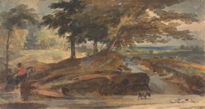 Landscape with Knoll with Trees, Figure on Horseback