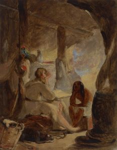 Robinson Crusoe and Friday in the Cave
