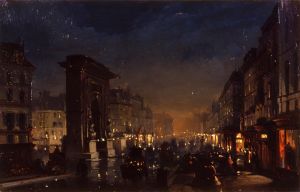 Boulevard et Porte Saint Denis, Olio su Cartoncino Intelato