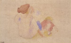 Woman with Child in Red Suit