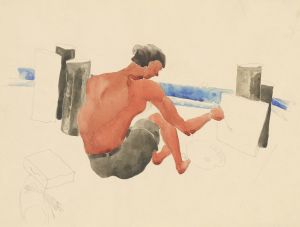 The Artist on the Beach Sketching