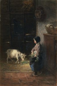 Feeding the pet goat