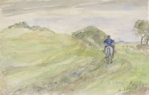 Ruiter op een landweg