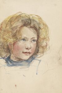 Hoofd van een meisje met blond haar