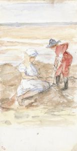 Kinderen spelend aan het strand