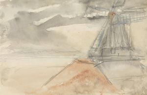 Molen bij bewogen lucht