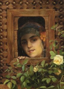 Young woman looking out the window