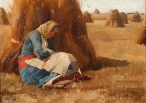 Resting by a haystack