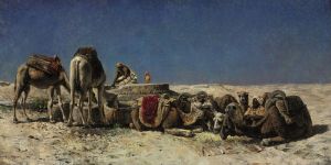 Camels beside a cistern