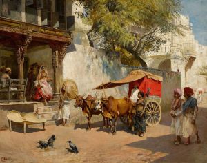 Nautch girls and bullock gharry, ahmedabad
