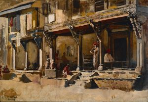 Merchants along a street in Bombay