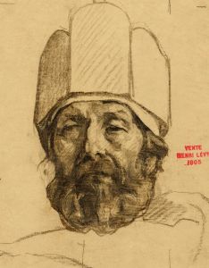 Etude de visage d’homme coiffé d’une couronne
