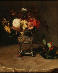 Dahlias et capucines à l’urne d’argent