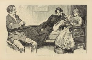 Miss Babbles, the authoress, calls and reads aloud