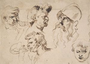 Sheet of Studies of Heads