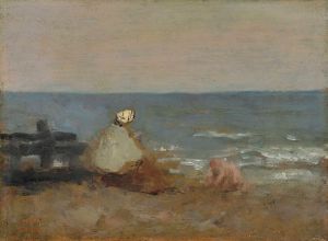 Femme et Enfant au Bord de la Mer, Étretat