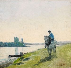 Haleur de bateau sur son cheval