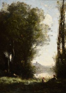 Les Deux soeurs sous les arbres au bord du lac