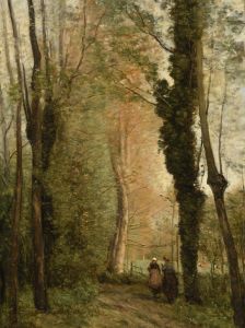 Un chemin sous les arbres au printemps