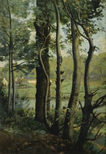 Les Evaux, près Château-Thierry, chemin bordé d’arbres