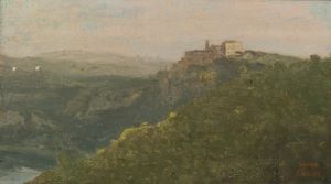 View of Lake Nemi with Genzano in the Distance