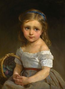 Girl with basket of plums