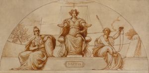 Cartoon for mural of Minnesota State Capital, ‘Institute of Justice’