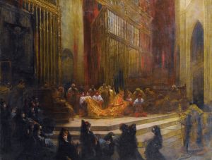 Elégantes dans une église espagnole