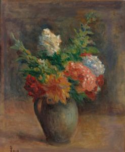 Pivoines, Géraniums Et Lilas Blancs