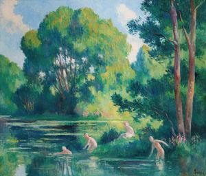 Rolleboise, baignade dans le petit bras de la Seine