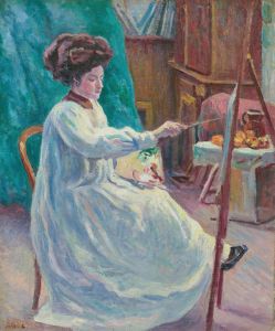 Portrait de Madame Jourdan dans son atelier