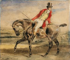 Horseman wearing a red jacket