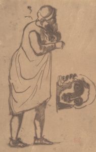 A Bearded Man, Standing, and a Classical Head