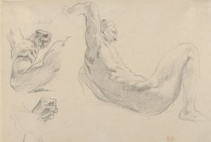 Studies of a Fallen Male Nude for ‘Hercules and the Horses of Diomedes’