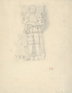 Tomb Effigies; A Man in a Suit of Armor beside a Child