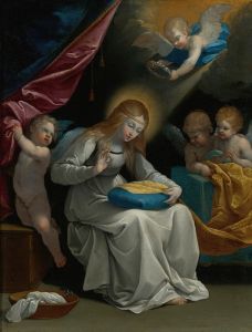 The Virgin Sewing, Accompanied By Four Angels, Known As La Couseuse
