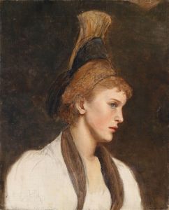 Frau im Profil mit Goldhaube