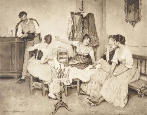 Venetian Girls with a Gondoliere