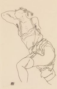 Reclining Model in Chemise and Stockings