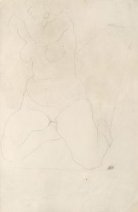 Female nude kneeling on carpet