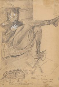 Portrait of Kirill Zdanevich with a rabbit