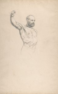 Bearded, bare-chested male figure, study for ‘The Horse Fair’