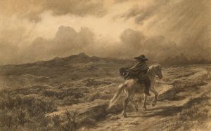 Horse and rider on the Scottish highlands