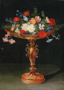 Flowers in a gilded tazza
