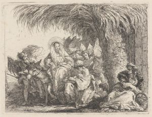 Joseph Kneels with the Child before Mary on the Donkey