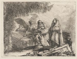 The Flight, Holy Family Walking with Angel