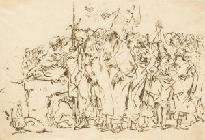 A Crowd of Persons in Antique Roman or Oriental Dress, Gathering at a Pagan Altar