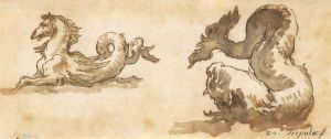 A Sea Horse and a Dolphin