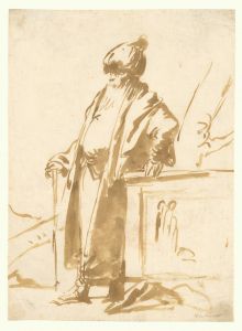 An Old Man in Oriental Dress, Standing by a Pagan Altar