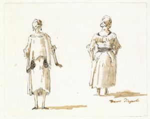 Caricature of Two Women Seen From Behind